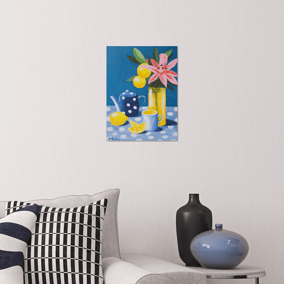Still life with lily and lemon