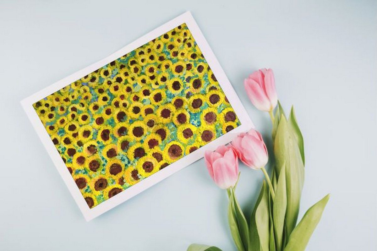 Miniature Landscape Van Gogh’s Sunflowers - Miniature- 5.8x 8.3 by Asha Shenoy