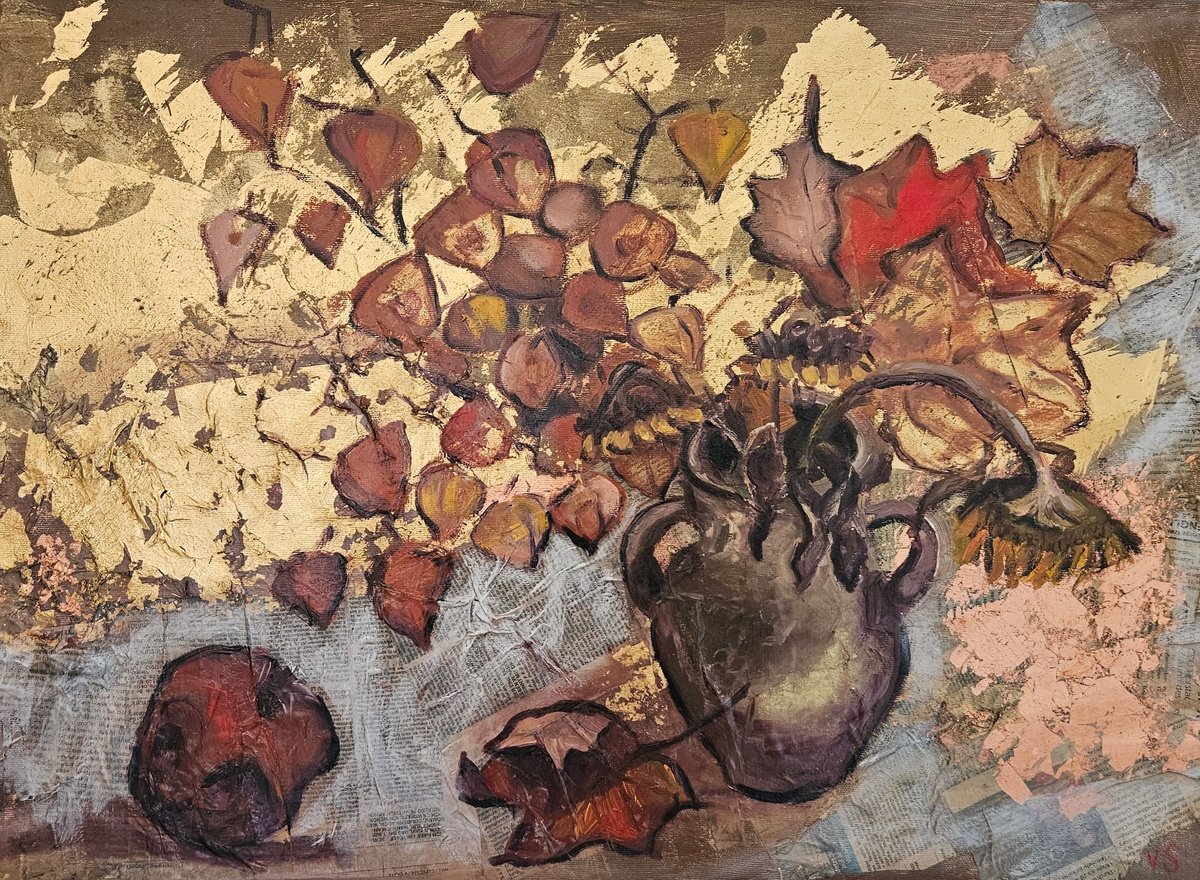 Expressive Painting , Stilllife With Pomegranate And Physalis By Vera Stein, 28 X 20, Artwork For Sale On Artfinder