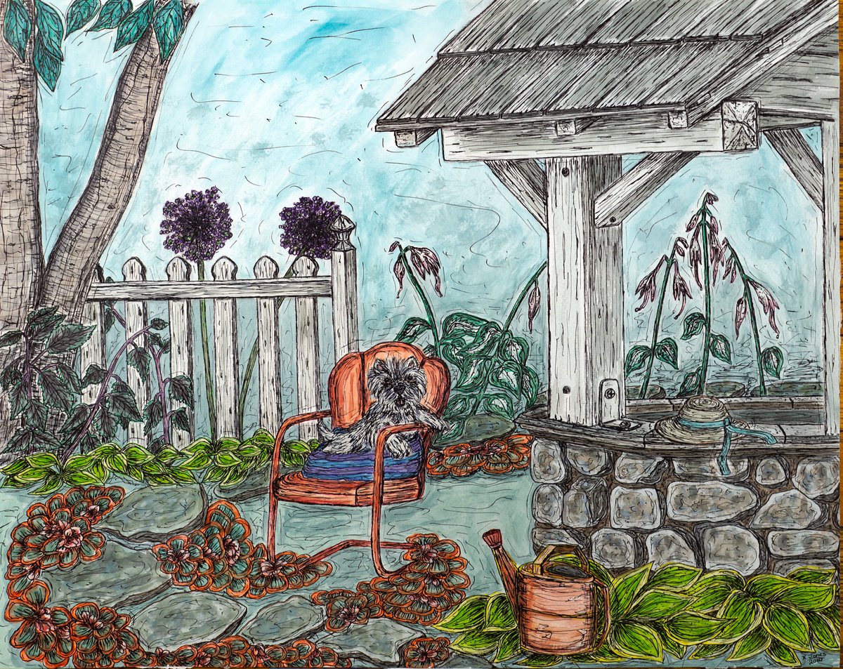 Photorealistic Animal Watercolour By Kim Jones Miller, 20 X 16", Wishing Well, Original Artwork