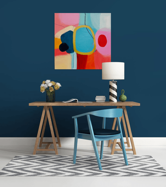 Abstract Painting Blue Pink