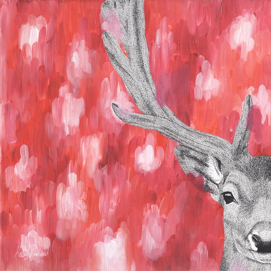 "Peekaboo" Fallow Deer Painting on Canvas