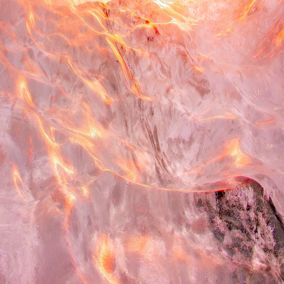 Photorealistic Abstract Photograph By Nick Psomiadis, 35 X 35", Ice Red, Original Artwork