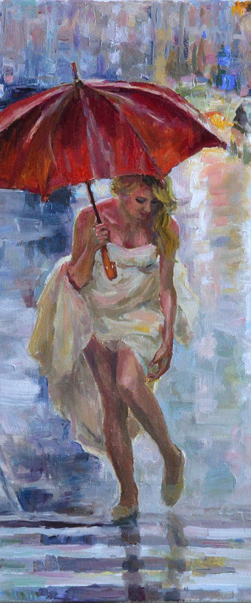 Red umbrella by Vachagan Manukyan