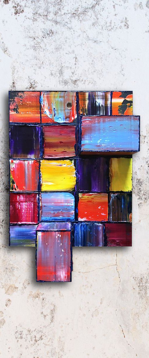 "Hanging Out" - FREE USA SHIPPING - Original PMS Assemblage Sculptural Painting On Wood - 8 x 11.5 inches by Preston M. Smith (PMS)