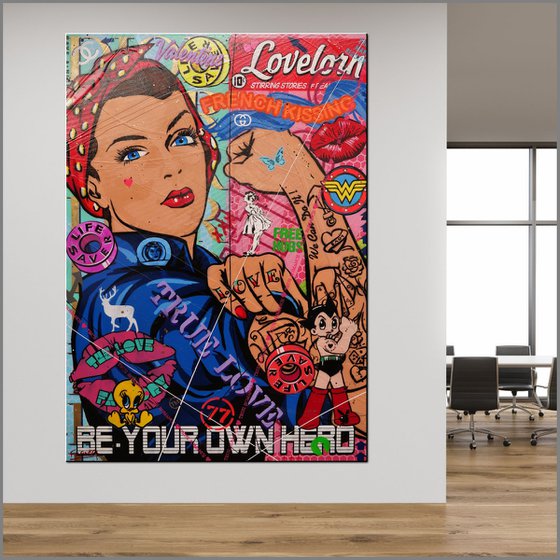 Your Own Hero Rosie 140cm x 100cm Rosie The Riveter Textured Urban Pop Art