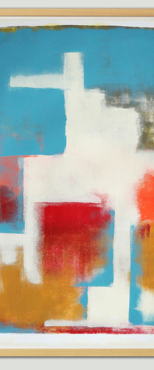 City Structure blue -  Art on paper - 15A -  XL(50x70cm) by Ronald Hunter