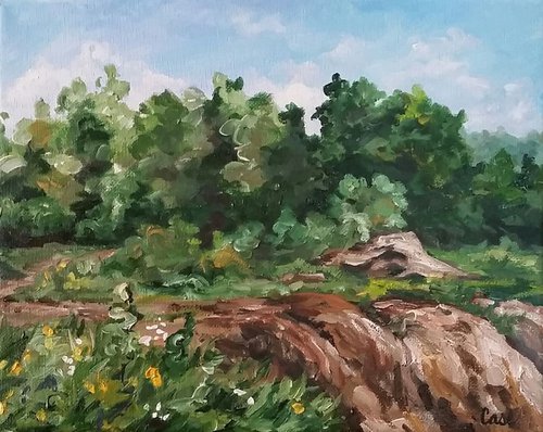 Landscape - Plein Aire - Forest - "Gravel" by Katrina Case