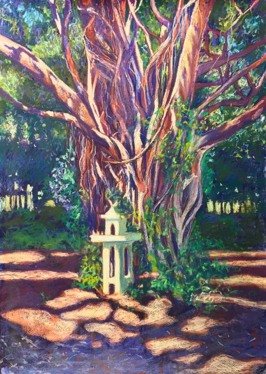 Impressionistic Landscape Pastel Drawing By John Cottee, 22 X 30, Tree Spirit, Original Artwork