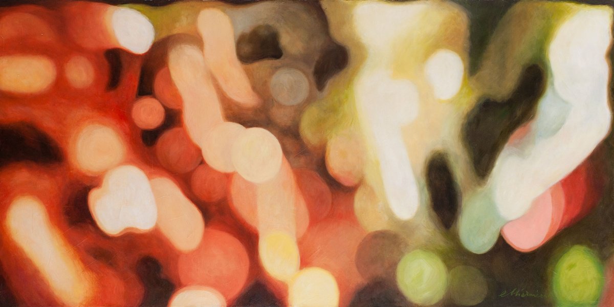 Organic Abstract Oil Painting By Richard Mierniczak, 47 X 24", Souvenir From Ibiza 1., Original Artwork