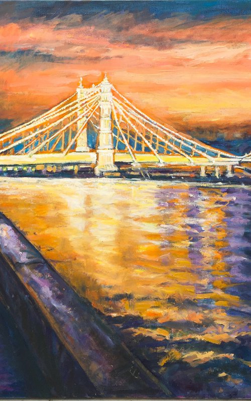 Albert Bridge London cityscape by Patricia Clements