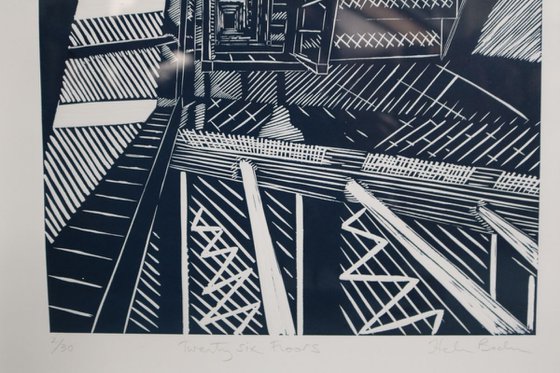 Twenty six floors Linocut by Helen Boden | Artfinder