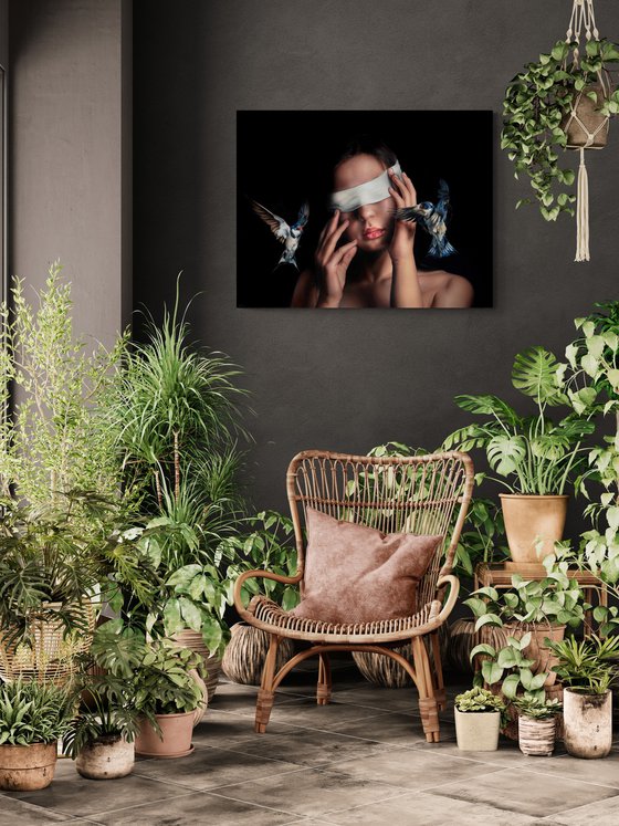 Blindfolded woman
