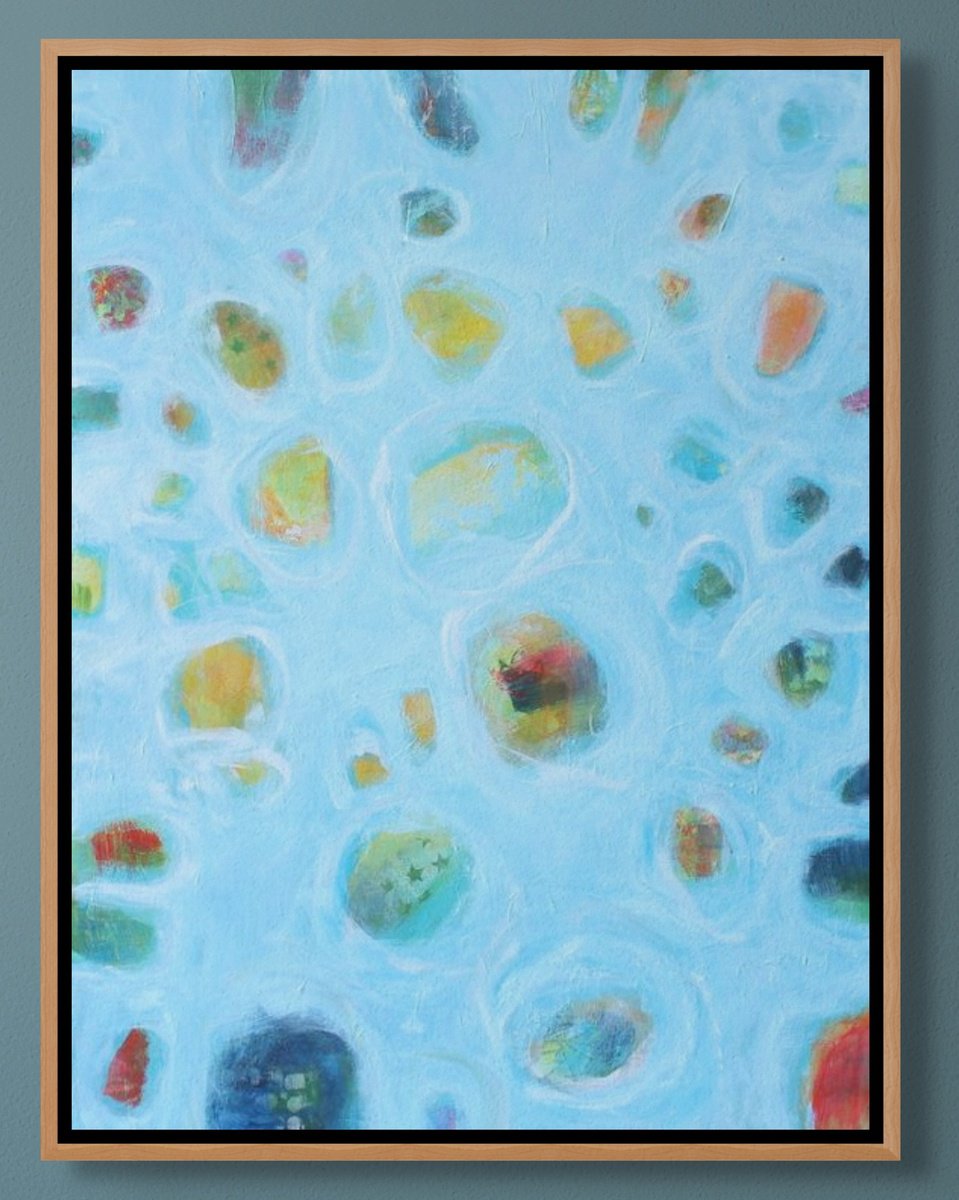 Illustrative Abstract Painting By Sage Mountain Studio, 18 X 24", Shifting Tides, Original Artwork