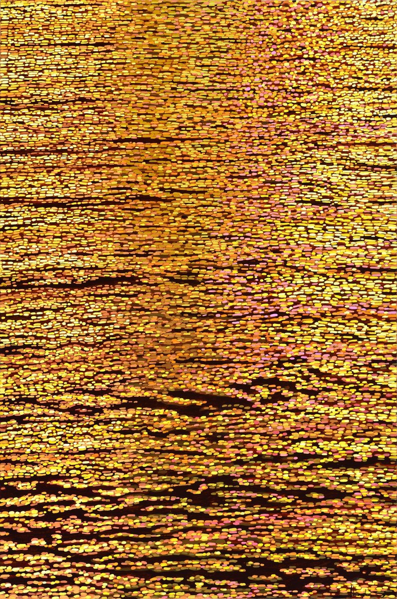 Organic Landscape Acrylic Painting By Alex Nizovsky, 24 X 36, Nocturne #34 / Reflection Xvi, Original Artwork