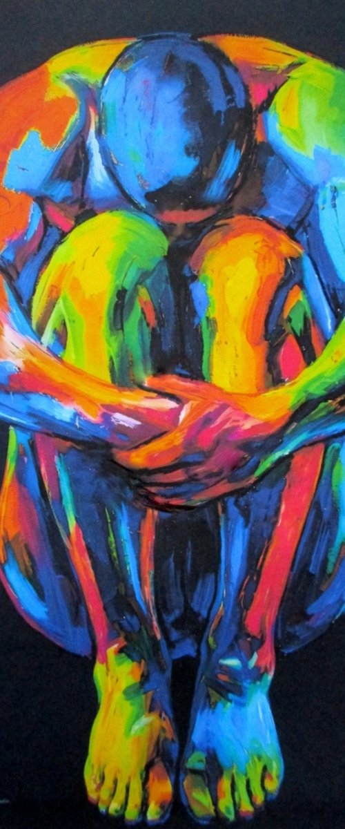 "Neon Intensity" - Abstract Male Figure by Helena Wierzbicki