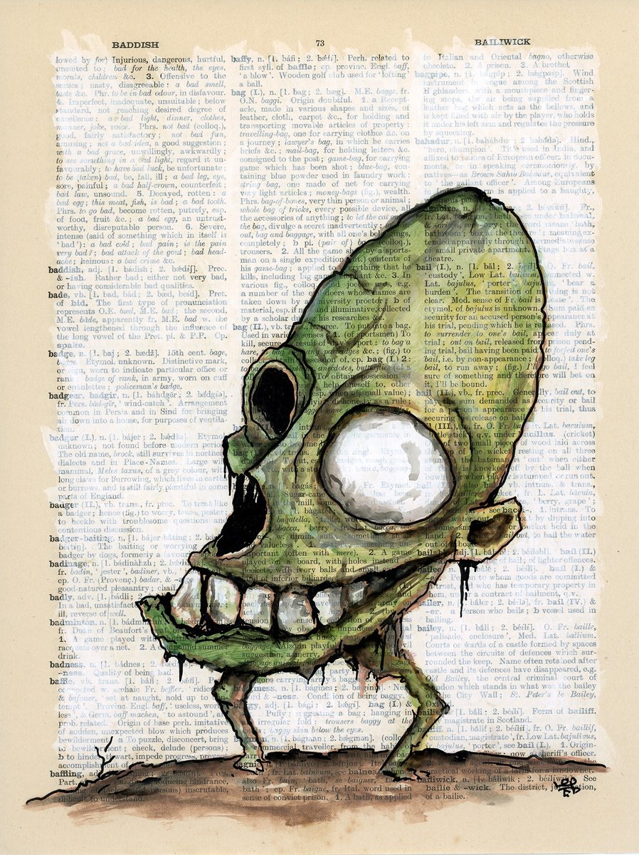 Cartoon Abstract Collage By Jakub Dk - Jakub D Krzewniak, 8 X 11, Guacamole Monster, Original Artwork