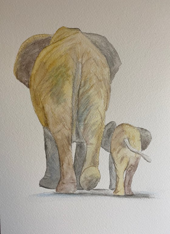 Elephants strolling