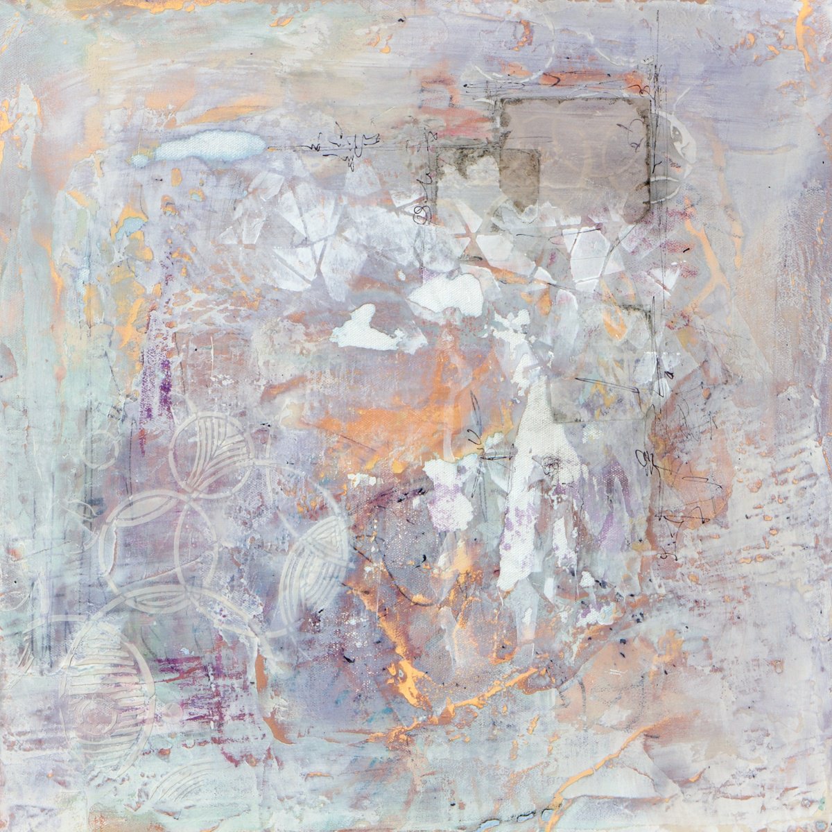 Organic Abstract Acrylic Painting By Karen Hale, 16 X 16", Relic Of The Past Ii, Original Artwork