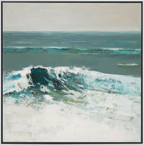 One wave at a time 30x30" 76x76cm Oil, Acrylic by Bo Kravchenko