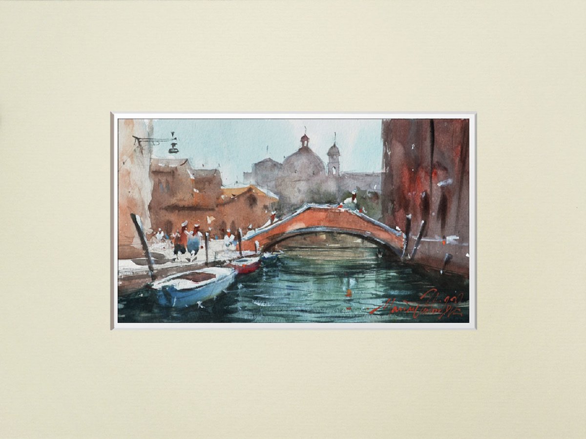 Venice Cityscape, watercolor on paper, 2022 by Marin Victor