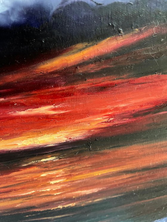 Dramatic sunset, 60x70 cm