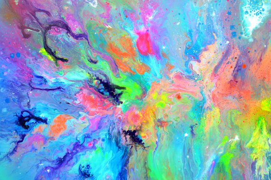 FREE SHIPPING - Gaia's Energy - 150x60 cm - Large Abstract Painting, Supersized Painting
