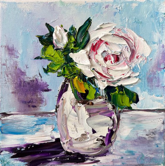 White Rose deep impasto