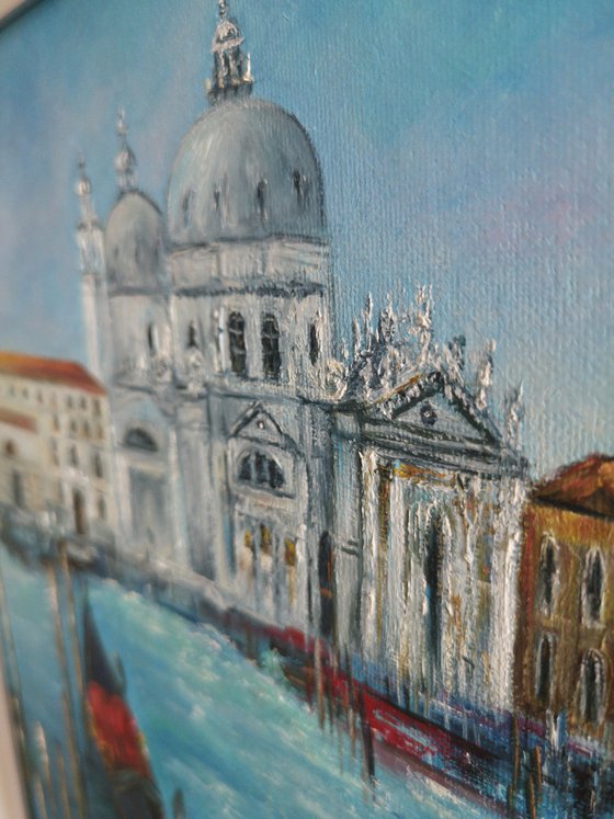 My Venice, painting with venice, landscape italy, painting with gondolas, painting with venice, walking on gondolas, romantic venice, oil painting venice, oil painting, original gift, home decor, Bedroom, Living Room, Venice, Gondolas, Red, Blue, Palace, Canal, Italy, Travel, Romance