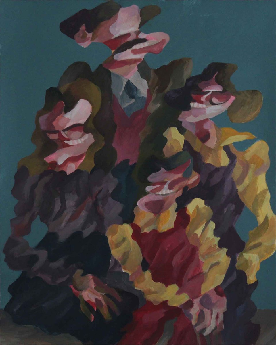 Expressive Portrait Acrylic Painting By Martin Singer, 16 X 20", Family Portrait #40, Original Artwork