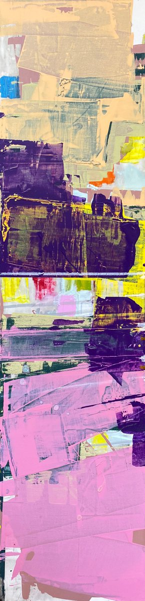 Impressionistic Abstract Painting By Jason Forcier, 15 X 60, Lively Party, Original Artwork