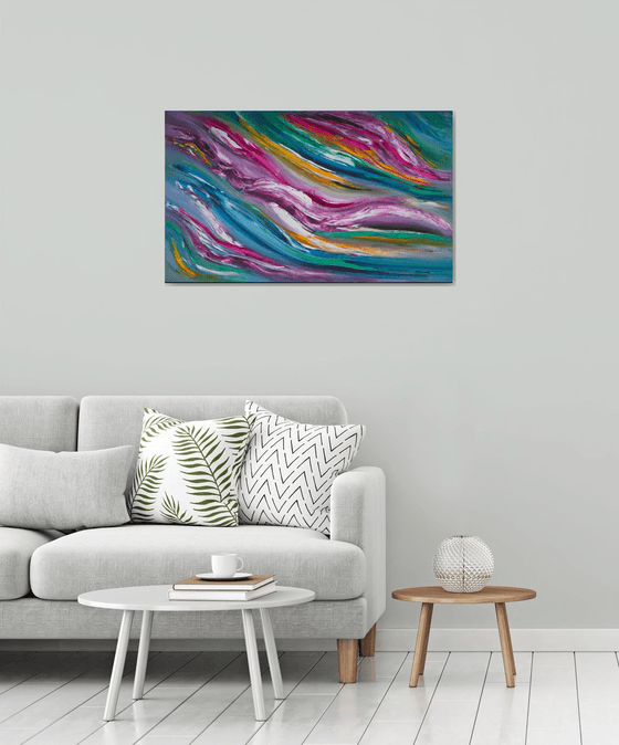 "Gioco del vento II" inspired by the sky, 100x60 cm