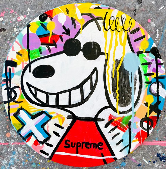 Supreme Snoopy. Round canvas 45x45cm