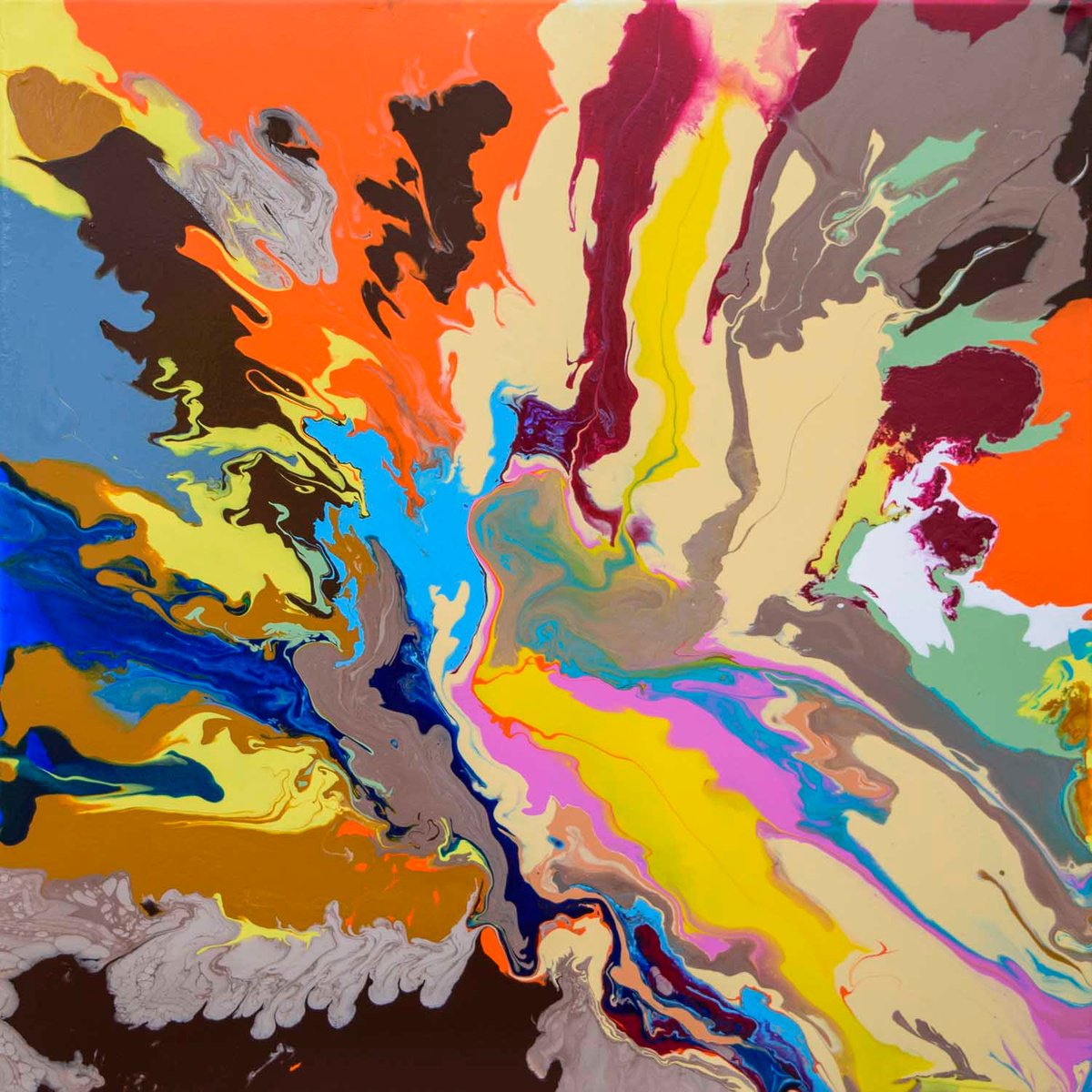 Abstract Acrylic Painting By Km Arts, 31 X 31", A Bit Of A Mystery, Original Artwork