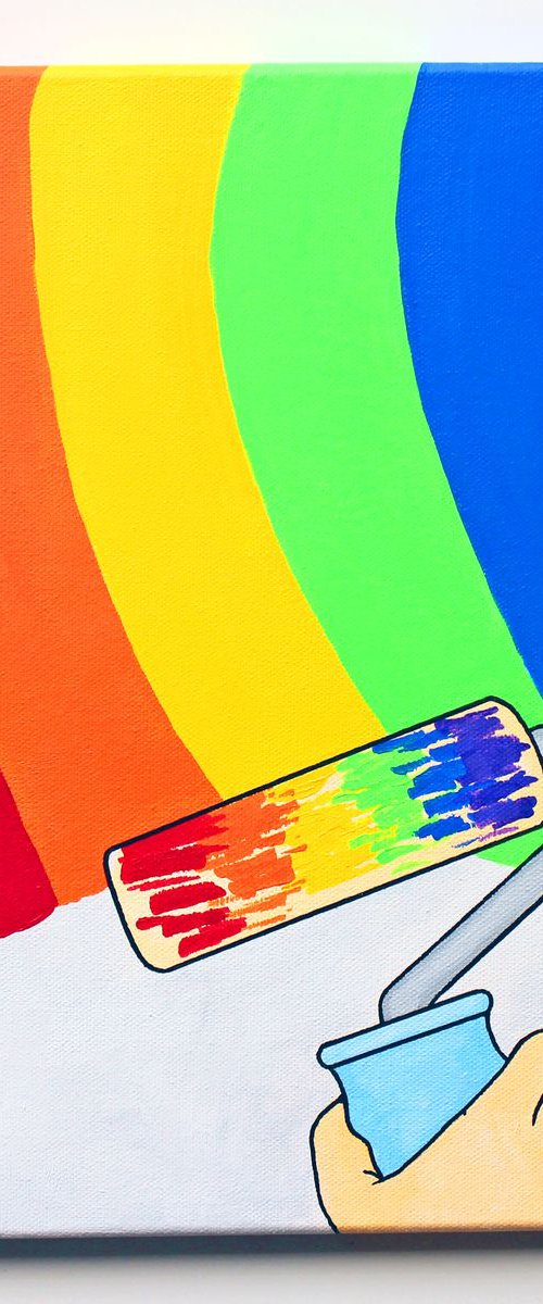 Paint A Rainbow Pop Art Painting on Canvas by Ian Viggars