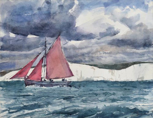 Sailing by the white cliffs by Goran Žigolić Watercolors