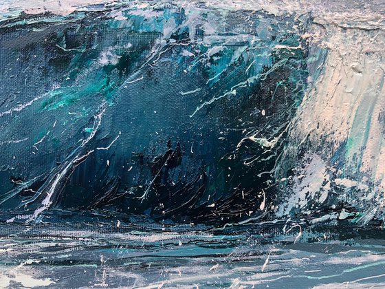 'Edge of the Surf Zone II' Beach Wave Seaside Seascape Palette Knife Oil Painting