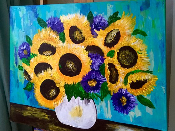 August inspired Sunflowers still life
