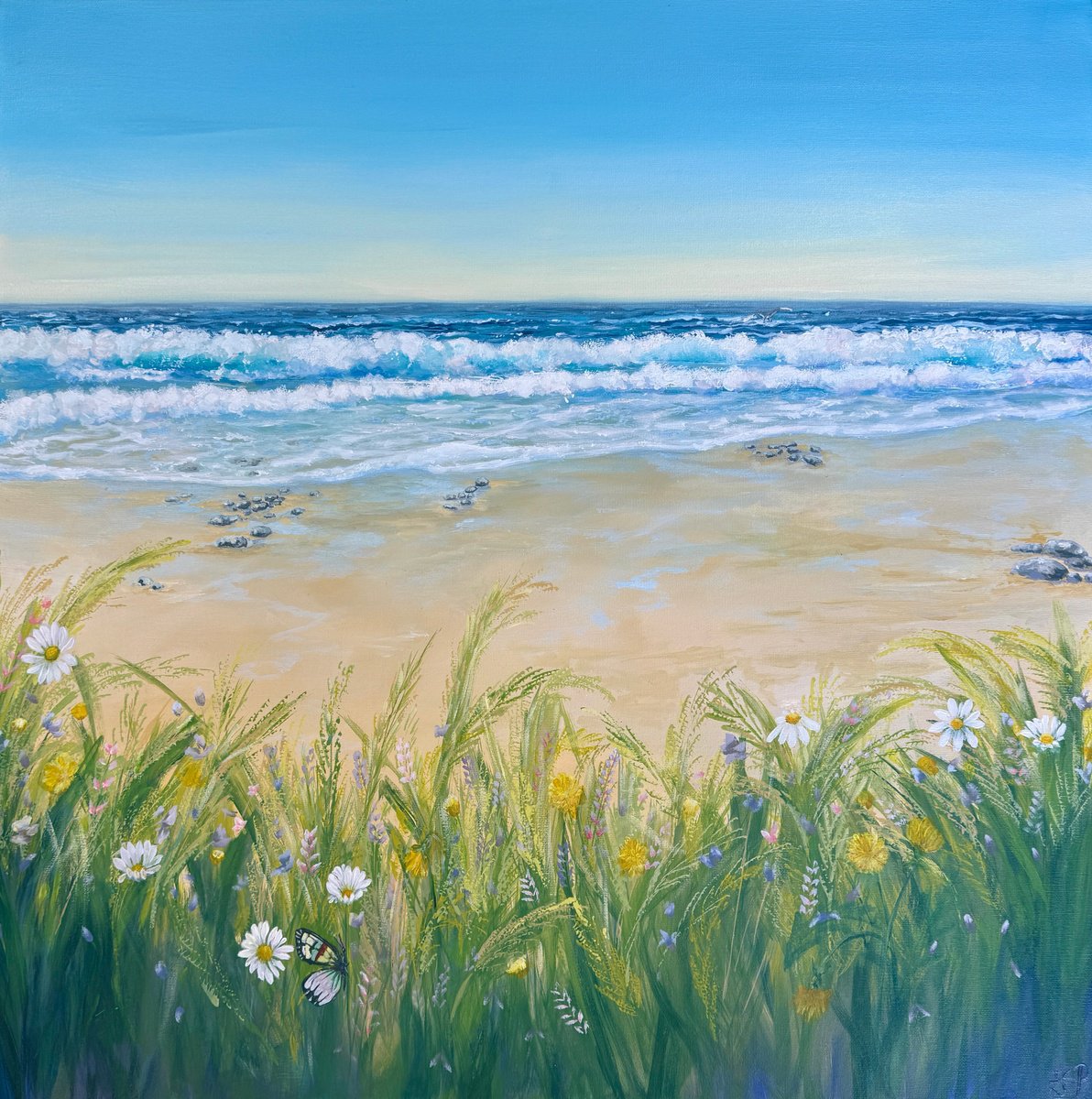 Expressive Landscape Acrylic Painting By Emma Sian Pritchard, 30 X 30, Somewhere Quiet, Original Artwork