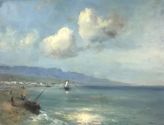 Seashore, Original oil Painting, Handmade artwork, Museum Quality, Signed, One of a Kind