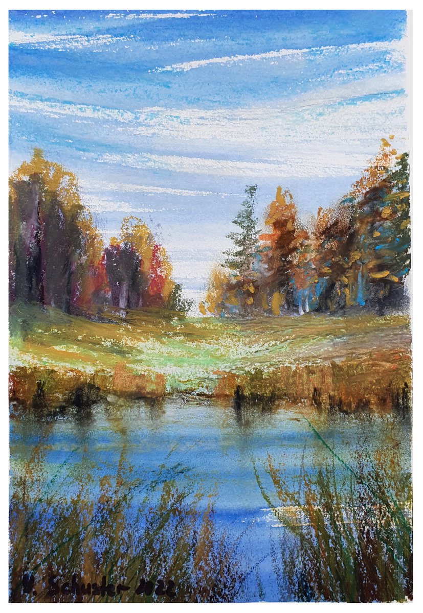 Impressionistic Landscape Painting By Yulia Schuster, 7 X 11", Moment In Time, Original Artwork