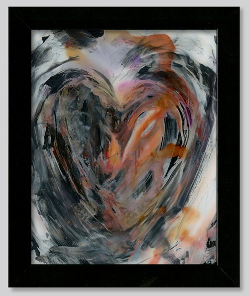 Songs Of The Heart 3 - Framed Mixed Media Abstract Heart painting by Kathy Morton Stanion by Kathy Morton Stanion