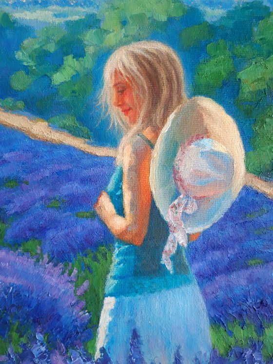 Walking through lavender fields