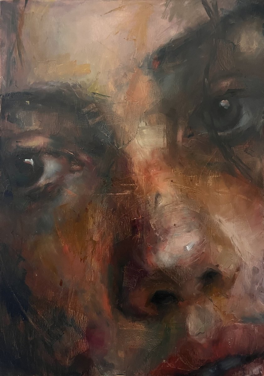 Photorealistic Portrait Oil Painting By Liubou Sas, 20 X 28", Breathing, Original Artwork