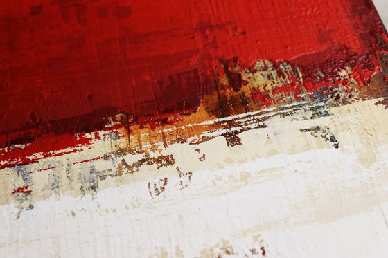 VINTAGE RED - ABSTRACT ACRYLIC PAINTING TEXTURED * READY TO HANG