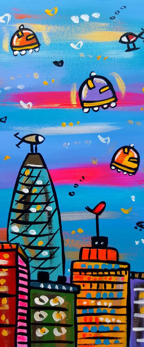 Blue and Pink Sky London by Maria Luisa  Azzini