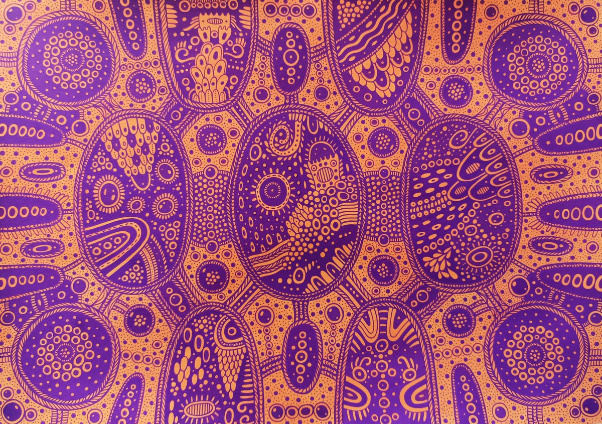 Geometric Abstract Acrylic Painting By Veronika Demenko, 17 X 11", Surreal Pattern N.10, Original Artwork