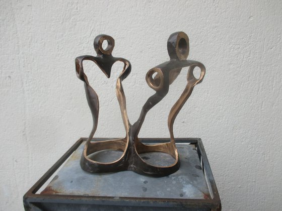 friends or couple - the dance - unique  expressive bronze