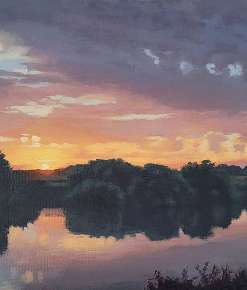 Sunrise Over a River by Christopher  Gill