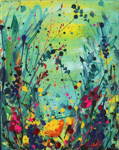 Meadow Delight -  Abstract Flower Painting  by Kathy Morton Stanion by Kathy Morton Stanion